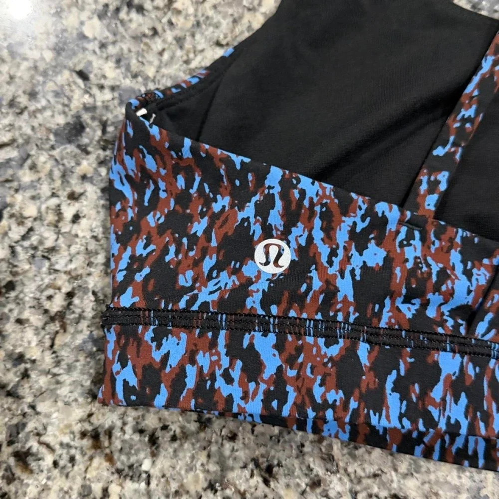 Lululemon Energy Bra *Medium Support, B–D Cups Leopard Camo Blue Nile Multi